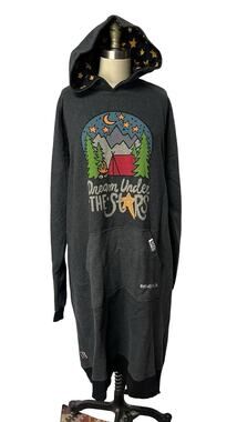 Lazy One Sleep Hoodie Gray Dream Under Stars Camping Pajama Sweatshirt L / XL